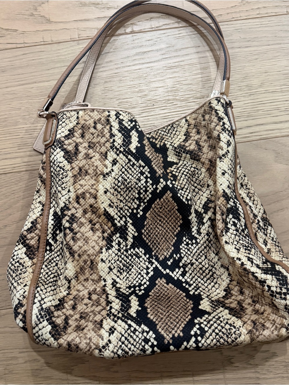 Coach | Snake-Print Shoulder Bag in Beige, Brown & Black
